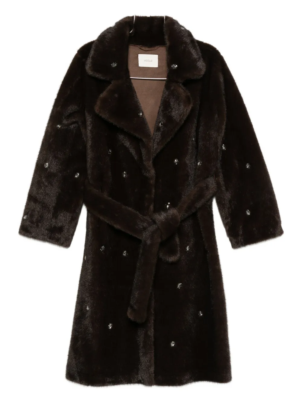 

Пальто с украшениями из страз и поясом Vicolo, коричневый