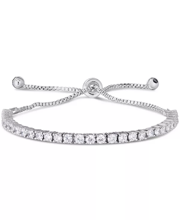 

Теннисный браслет-боло с регулируемым слайдером из кубического циркония, посеребренный Macy'S, silver