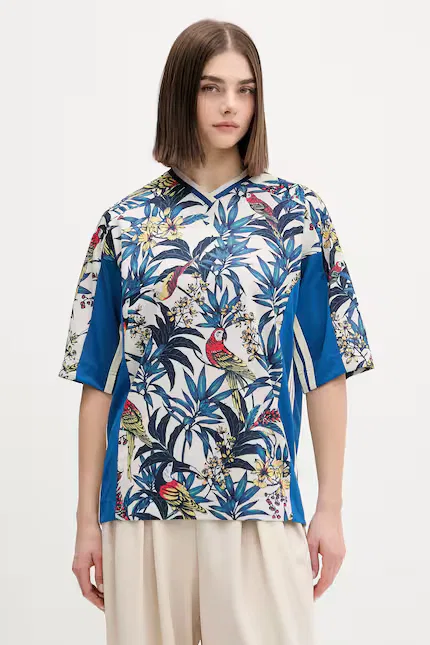 Футболка с коротким рукавом T-shirt x Farm Rio Adidas, синий