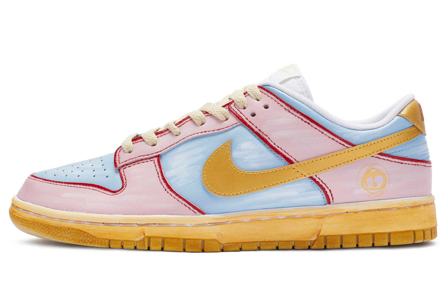 

Кроссовки Nike Dunk Skateboard Shoes Men Low-Top Soft Pink/blue/gold