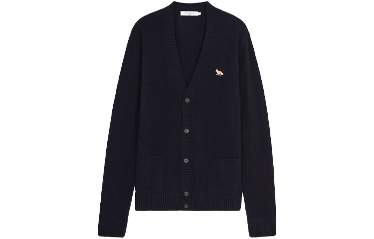 

Кардиган с v-образным вырезом и длинными рукавами Maison Kitsune, черный