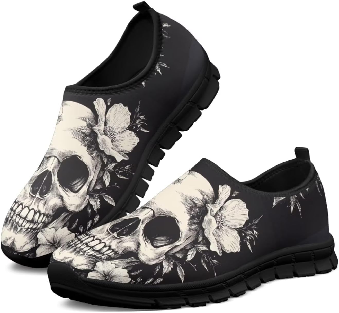 

Лоферы без шнурков, унисекс Estailounic, A Skull Retro Floral