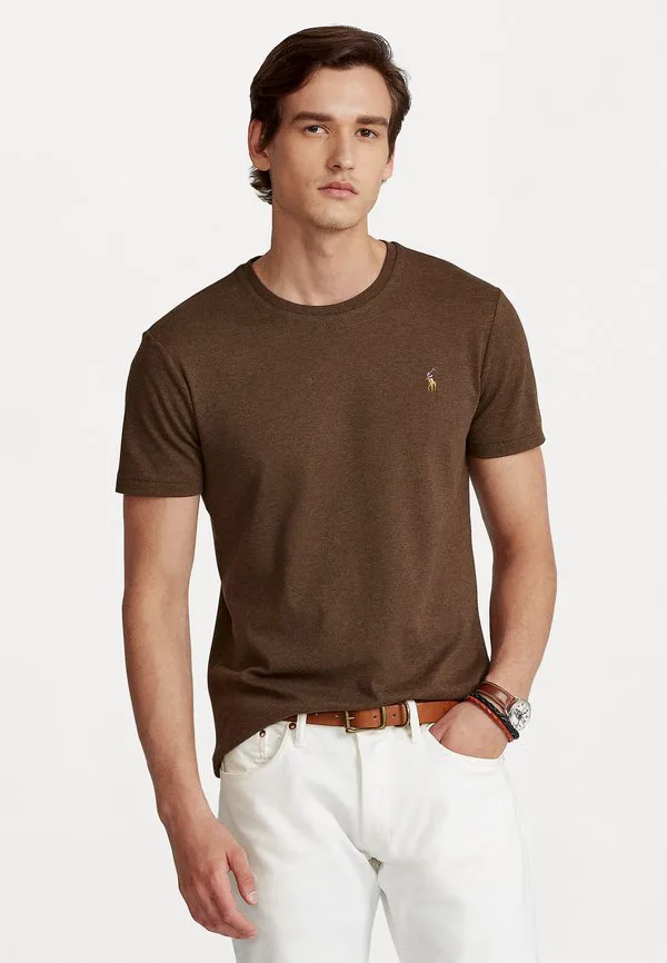Облегающая футболка из мягкого хлопка, базовая футболка. Polo Ralph Lauren, Brown Heather