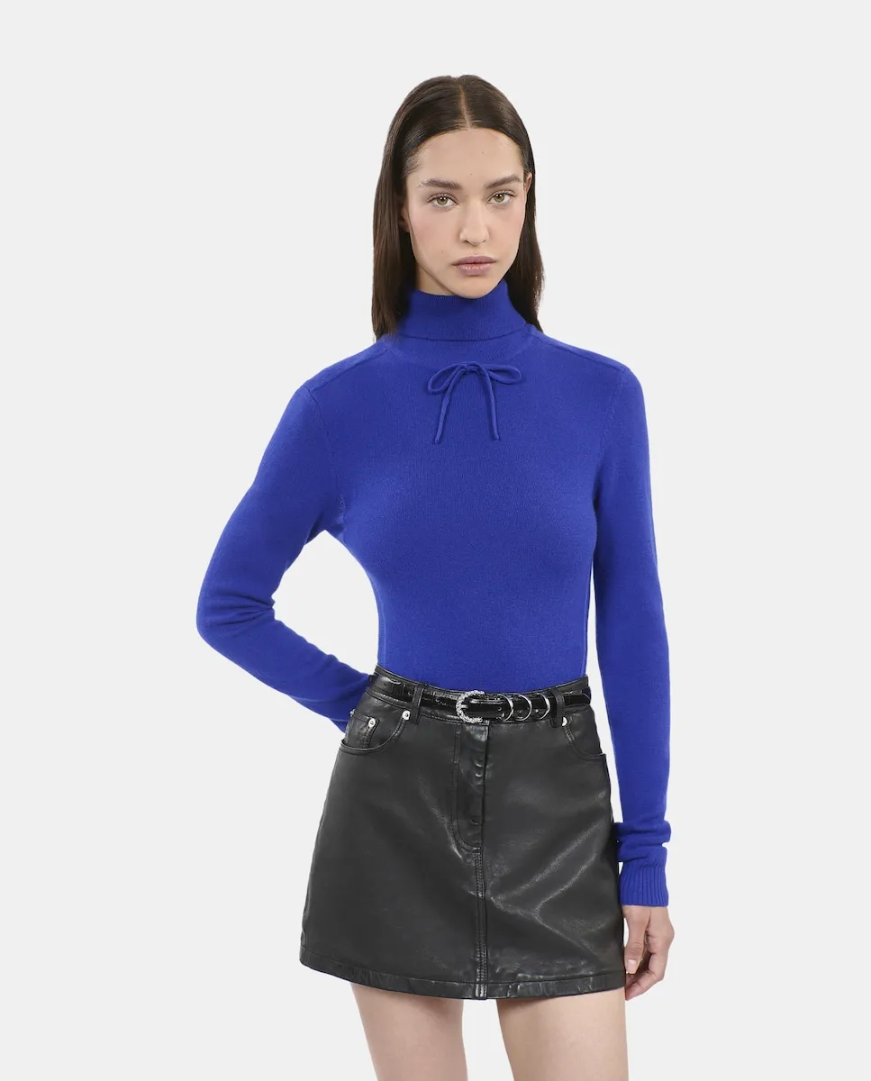 

Женский кашемировый свитер с бантом на горловине The Kooples, синий