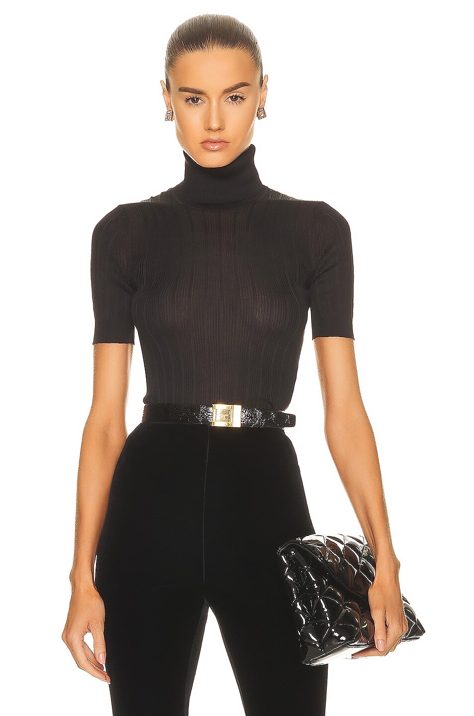 

Свитер Saint Laurent Short Sleeve Turtleneck, нуар