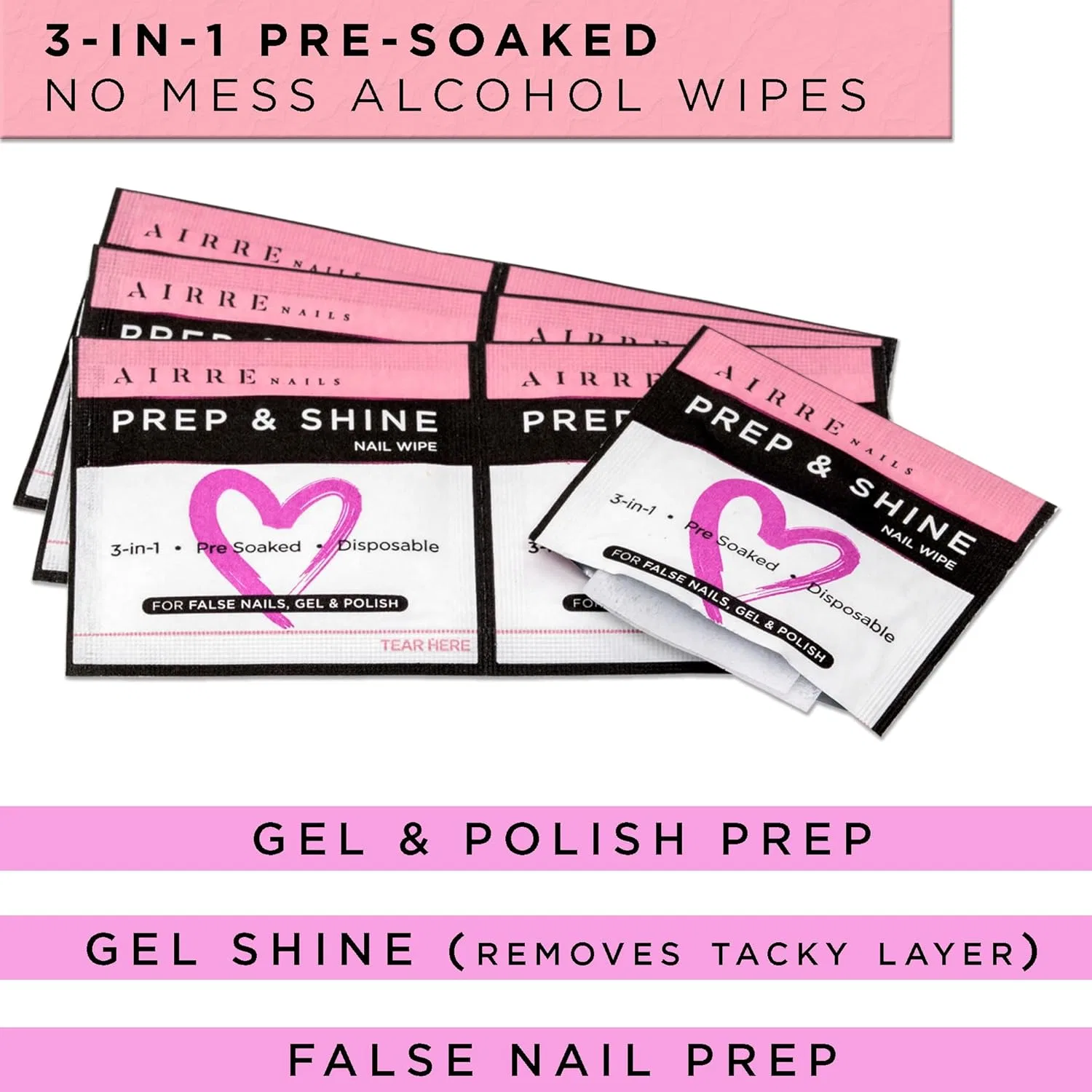 Салфетки для ногтей Airre Prep & Shine, 220 штук Airre Nails, 220 — фото 2