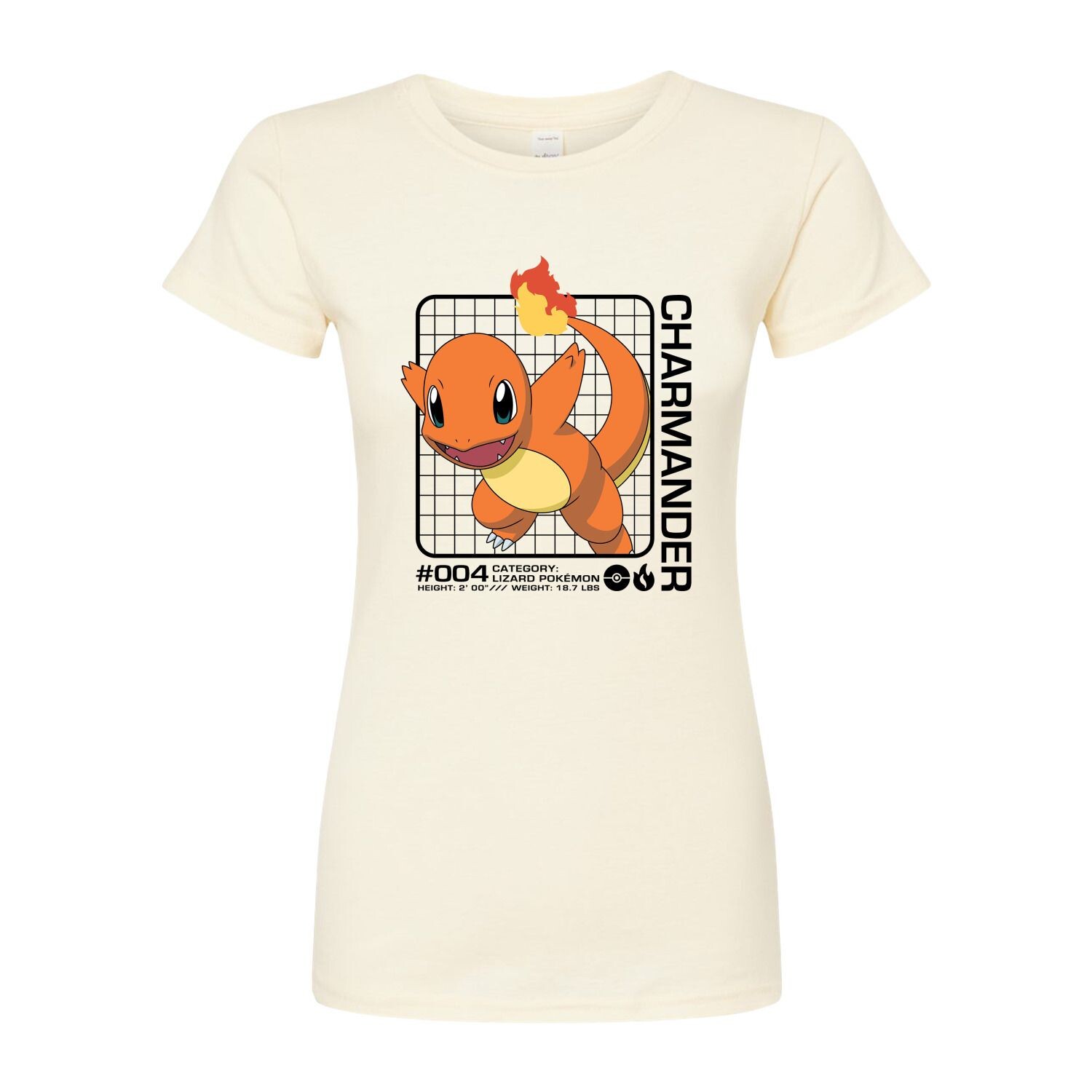 

Облегающая футболка с изображением Pokémon Charmander Stats для юниоров Licensed Character, бежевый