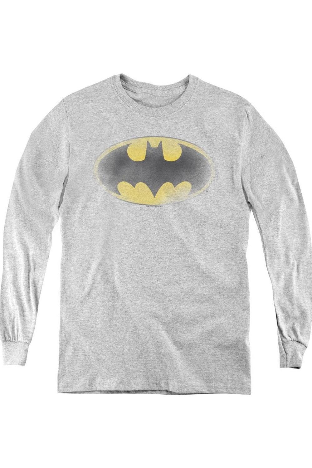 

Футболка с длинным рукавом для детей с выцветшим логотипом Batman Gildan, Athletic Heather