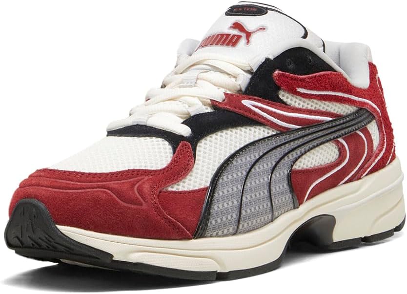 Мужские кроссовки PUMA Extos Collector с шнуровкой, повседневные - светло-бежевые, красные — фото 2
