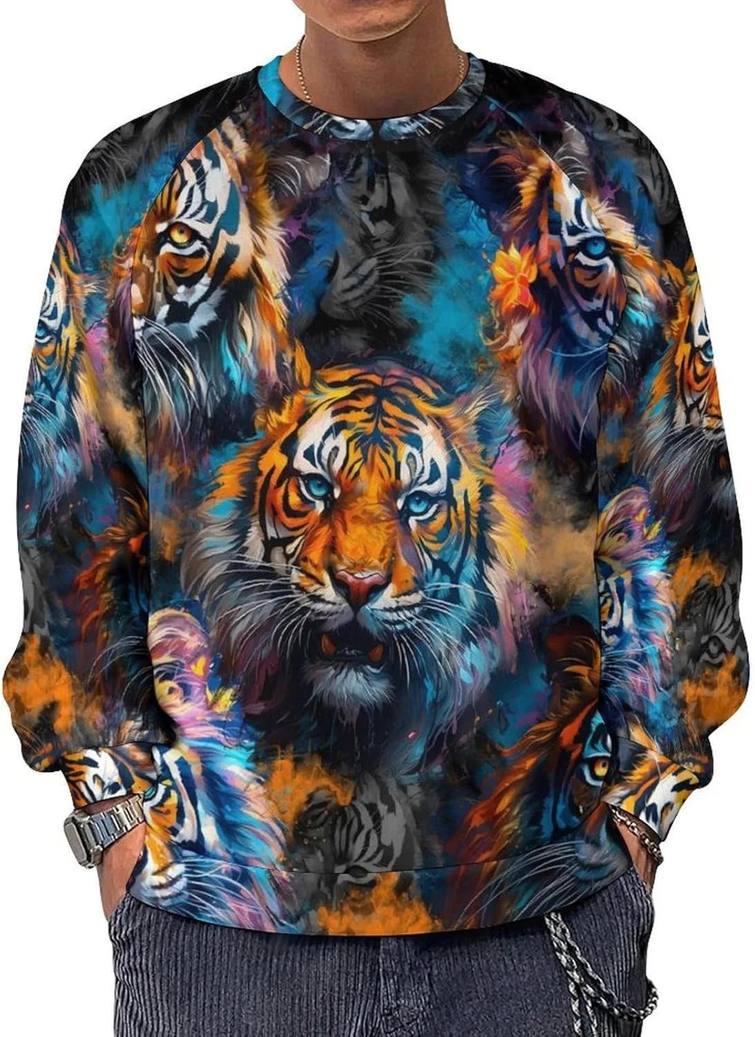 

Яркий леопардовый принт мужской свитшот с длинным рукавом Bulcli