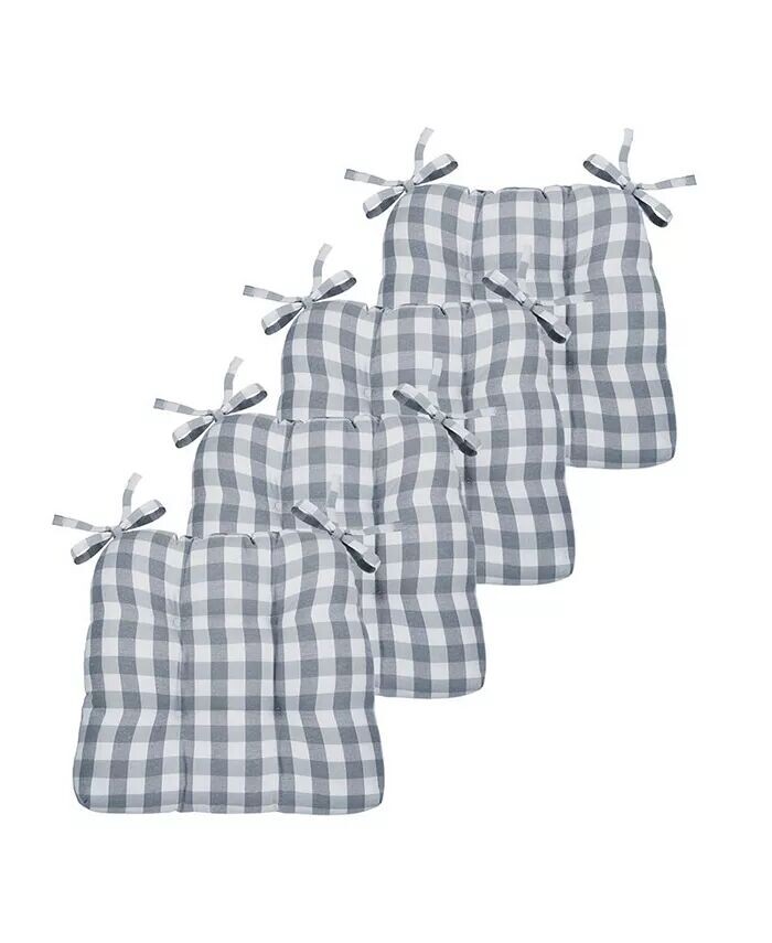 

Подушки для стульев в деревенском стиле в клетку в клетку Country Living в клетку — 4 шт Kate Aurora, красный