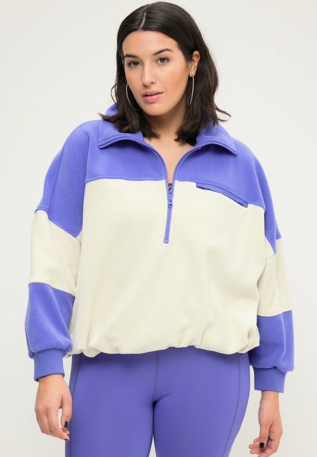 

Флисовый свитер BOXY SHAPE COLORBLOCKING STEHKRAGEN MIT ZIPPER Studio Untold, фиолетовый