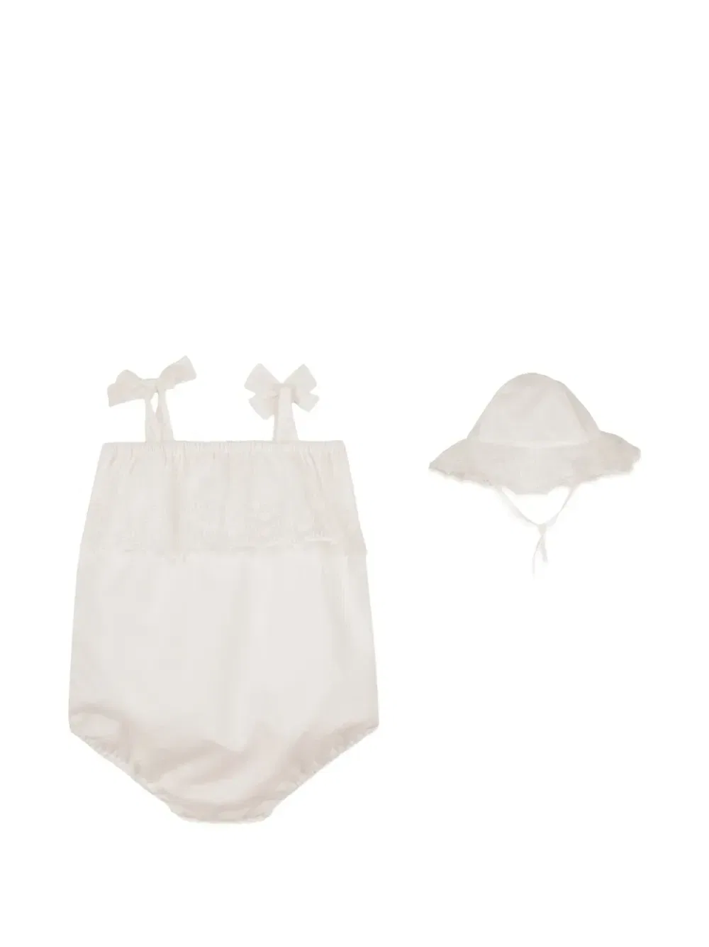 Кружевной комплект с бантом Chloé Kids, бежевый — фото 2