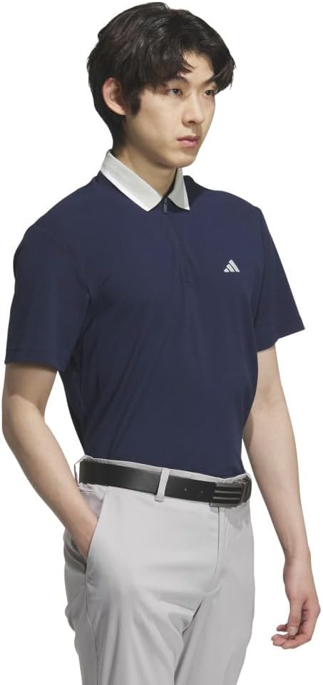 Поло Adidas Golf adizero Twist Knit с коротким рукавом и застежкой-молнией, темно-синий — фото 3