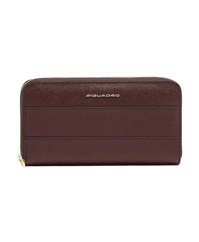 

Женский кошелек с застежкой-молнией по всему периметру, четырьмя отделениями, карманом для монет и слотами для кредитных карт, с защитой от RFID-сканирования. Piquadro, красный