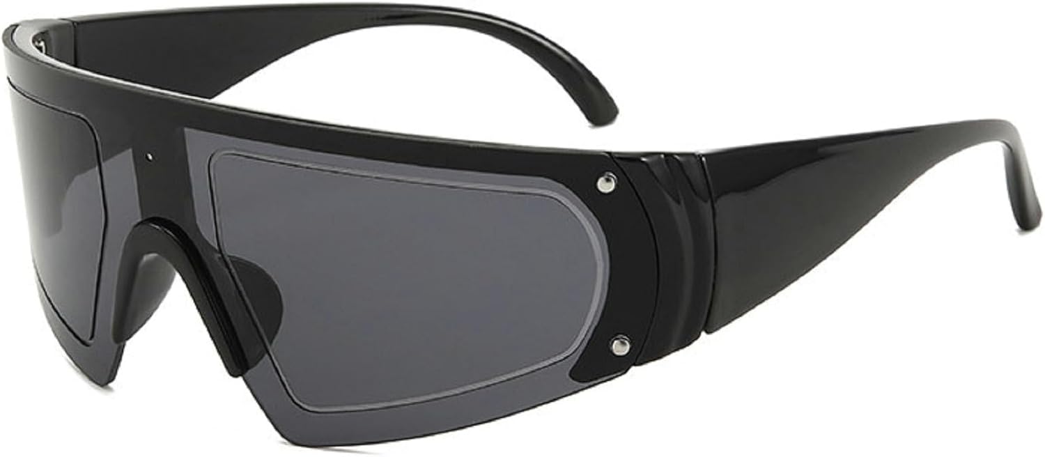 

Модные большие квадратные женские солнцезащитные очки в винтажном панк-стиле, мужские очки для активного отдыха, солнцезащитные очки UV400 с обтекаемой формой, N45 mincl, Black