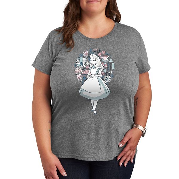 

Футболка с графикой Alice in Wonderland plus circle Disney, Heather Gray