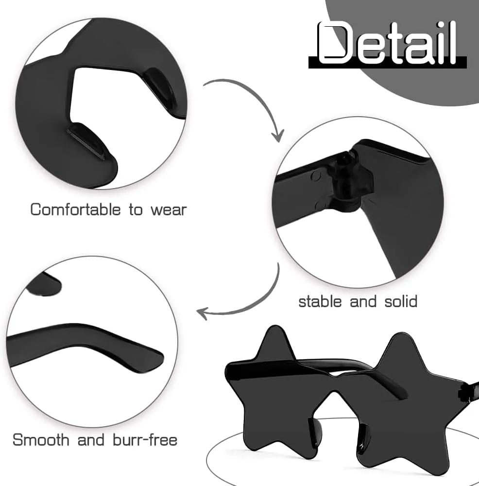

Солнцезащитные очки в форме звезды для женщин, забавные очки для дня рождения в форме звезды, солнцезащитные очки для вечеринки для взрослых Yicadorn, Black