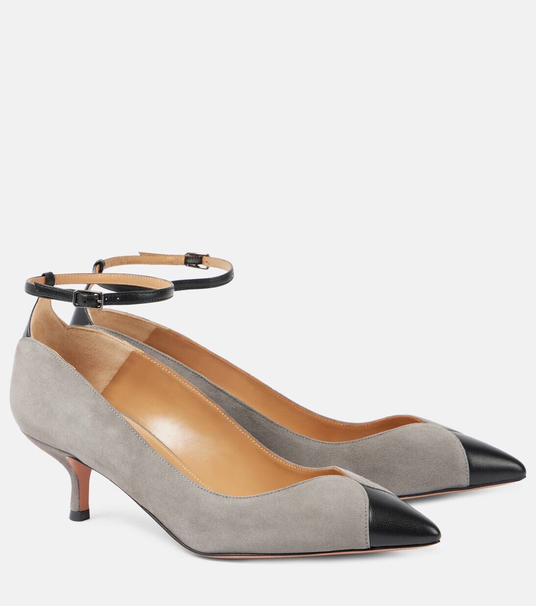Туфли Pinot 50 из замши Aquazzura, цвет paris grey/black