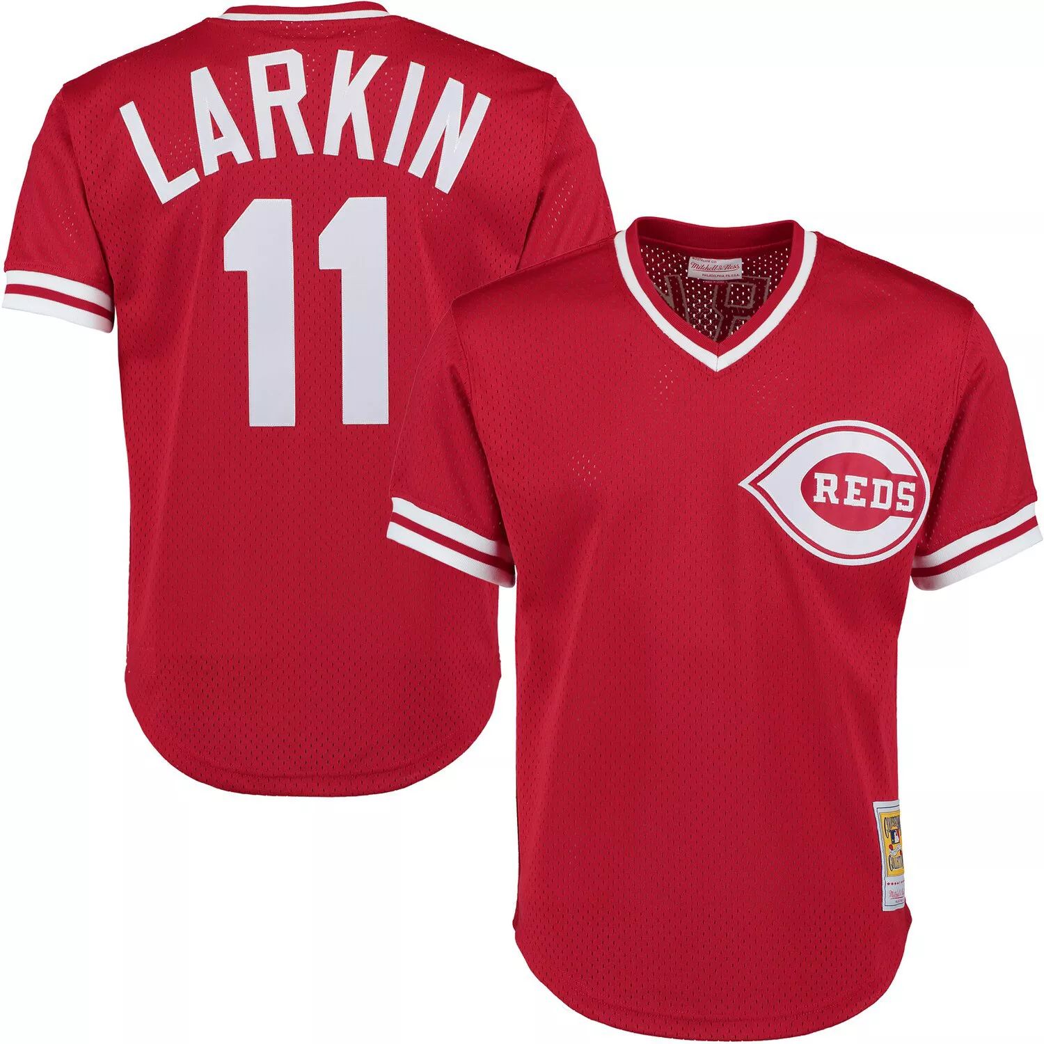 

Мужская тренировочная майка с сеткой Mitchell & Ness Barry Larkin Red Cincinnati Throwback Reds Cooperstown