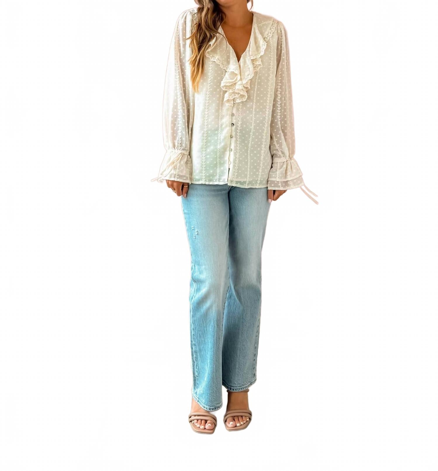 

Блузка Poetry цвета слоновой кости Lost + Wander, слоновая кость