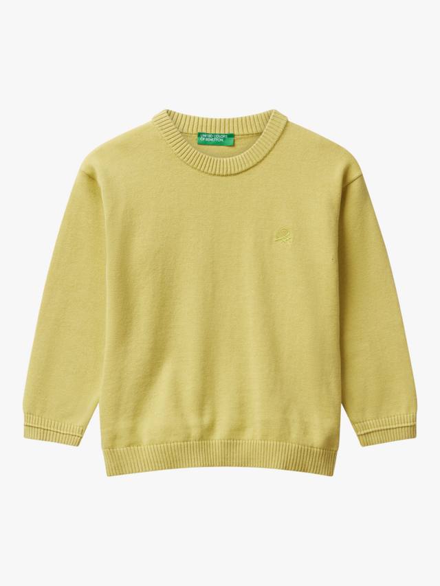 

Детский хлопковый джемпер с круглым вырезом Benetton, Green