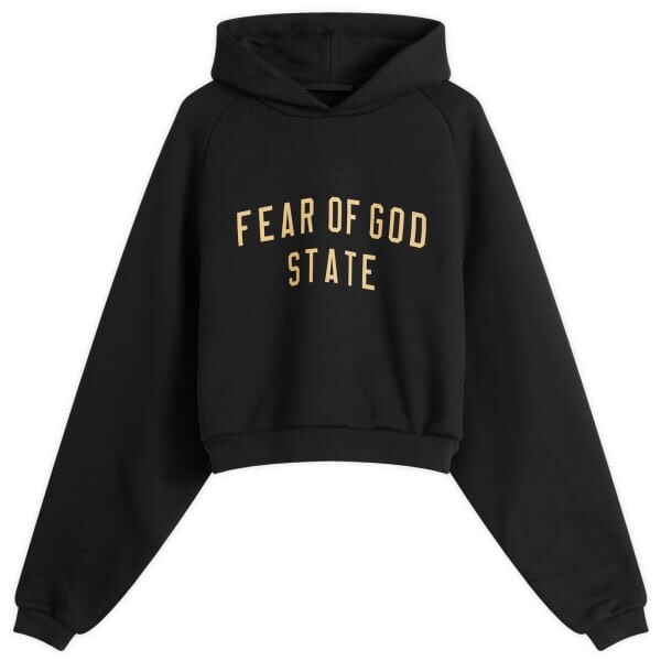 

Укороченная флисовая толстовка с капюшоном Fear Of God Essentials, черный