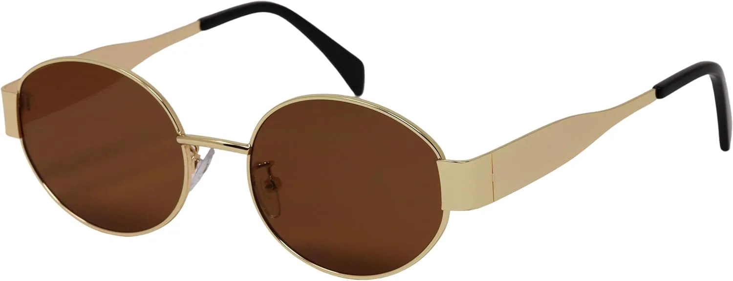 

Ретро-очки овальной формы для мужчин и женщин. Модные солнцезащитные очки. Классические очки унисекс с защитой от УФ-излучения UV400 RAVI EYEWEAR, Gold/Brown