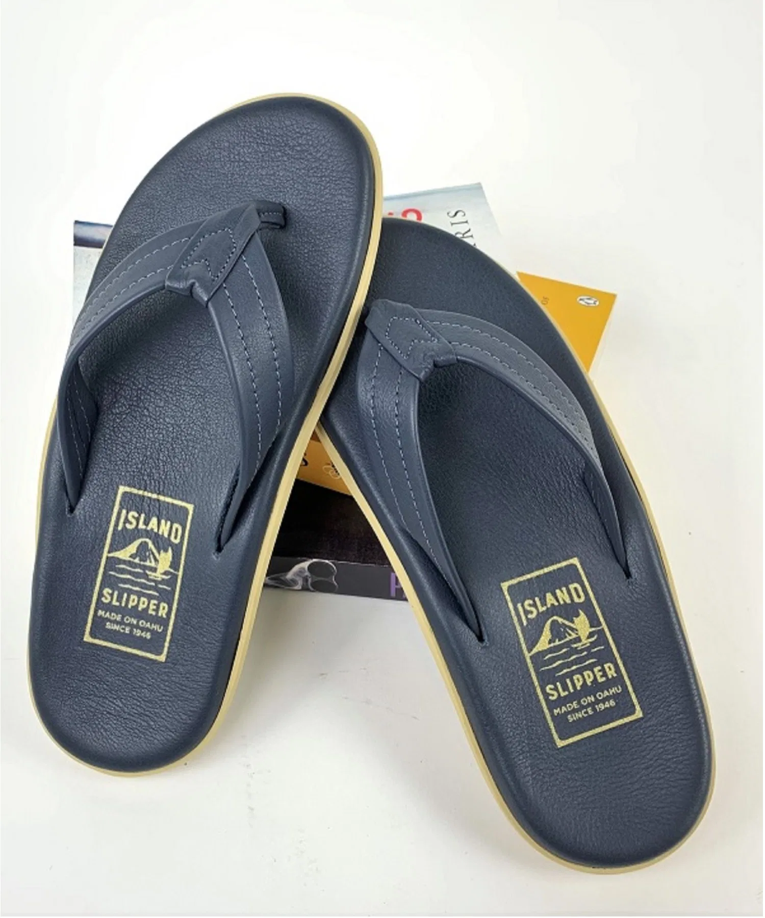 Унисекс кожаные сандалии ISLAND SLIPPER PT202 тёмно-синие