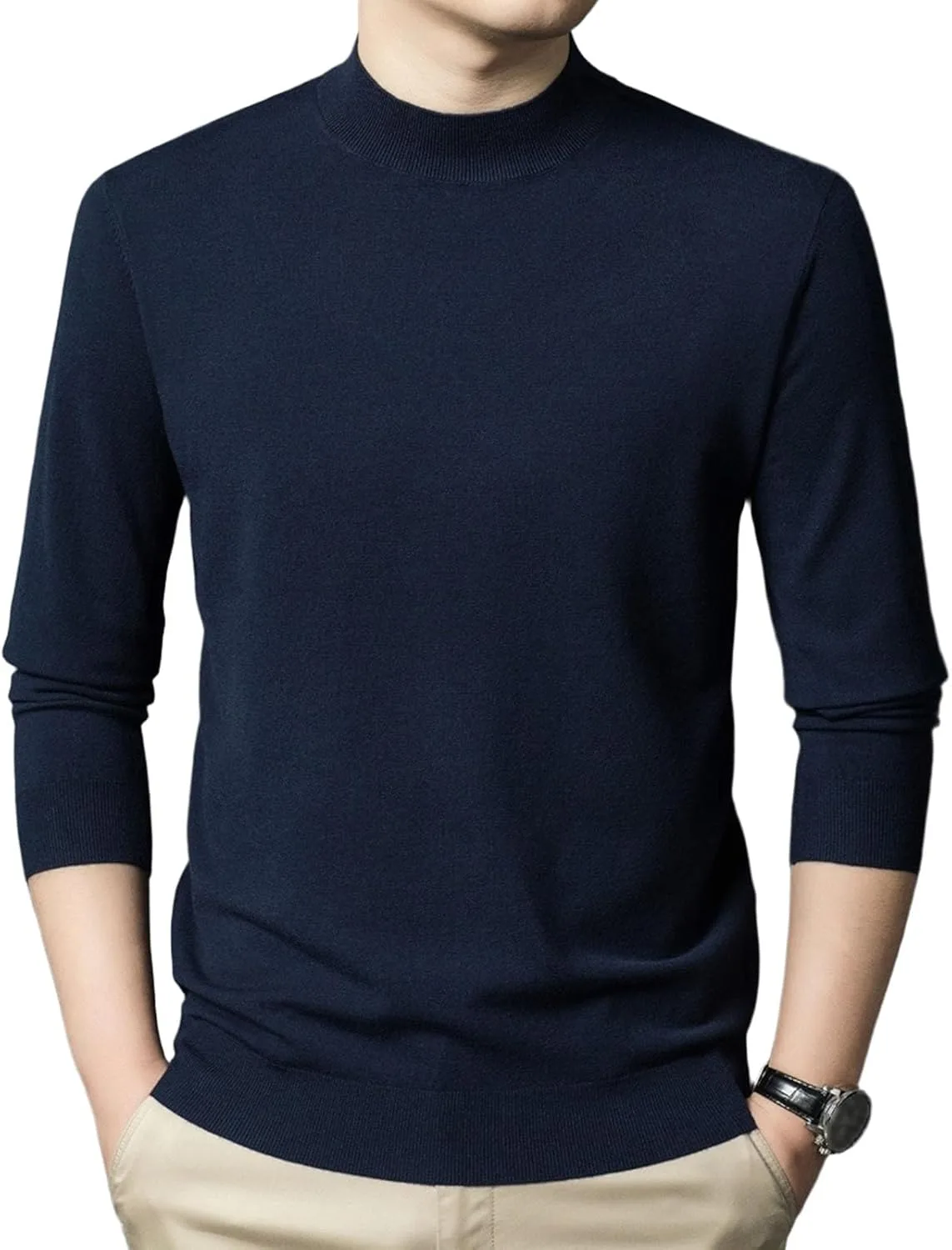 Мужской вязаный свитер-водолазка с длинным рукавом Slim Fit