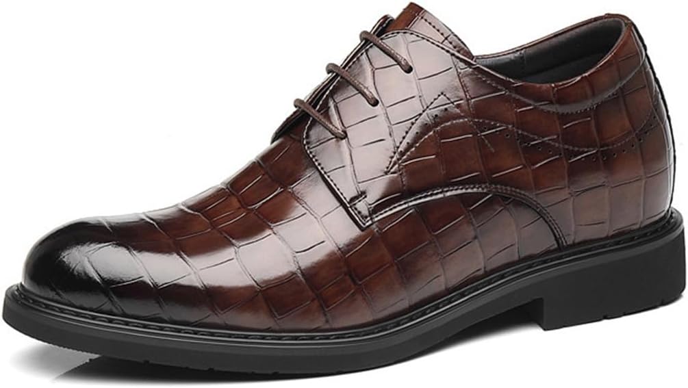 

Мужские туфли YGCEEIA на каблуке с отделкой под смокинг, классические шнурованные оксфорды, обувь для костюма, увеличивающая рост, коричневый