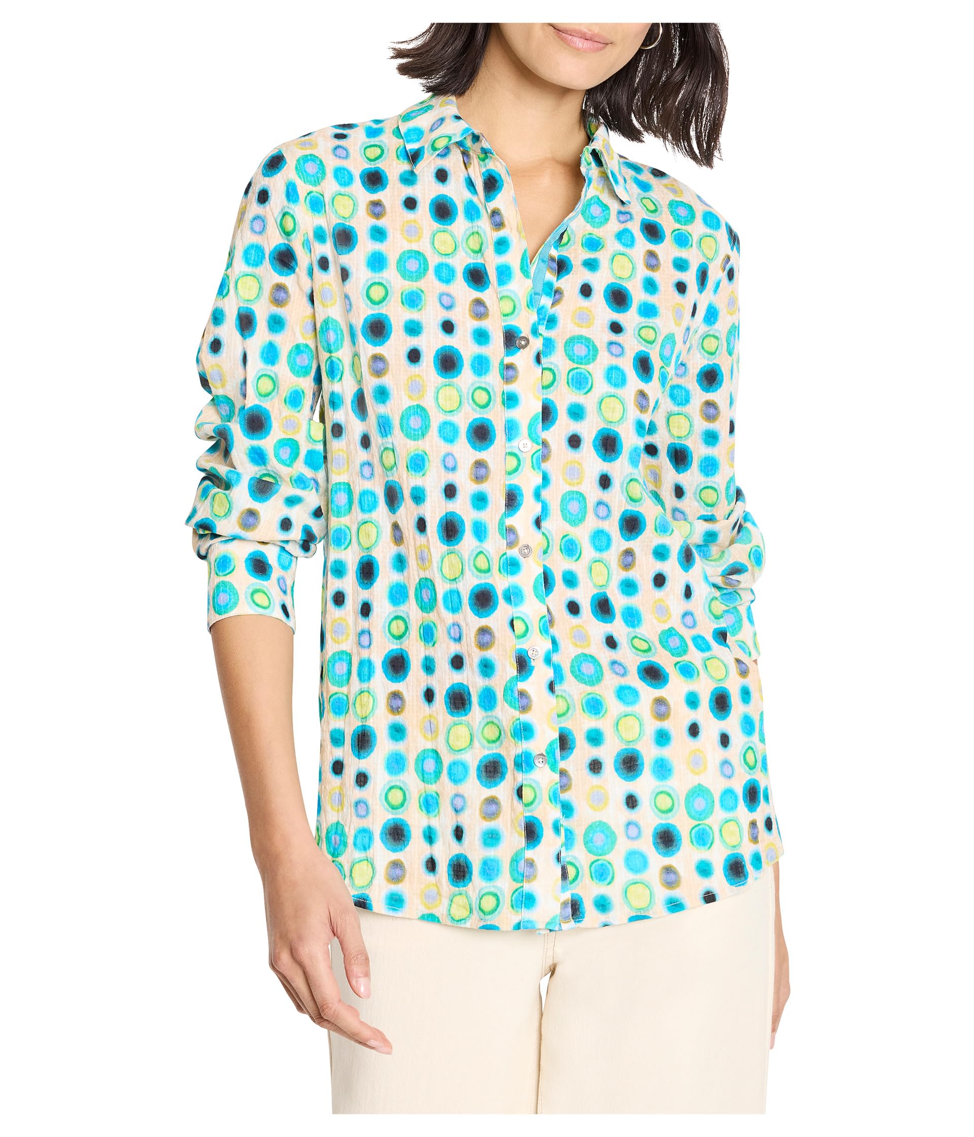 

Рубашка NIC+ZOE Bright Spot Cotton Crinkle Shirt, Aqua Multi