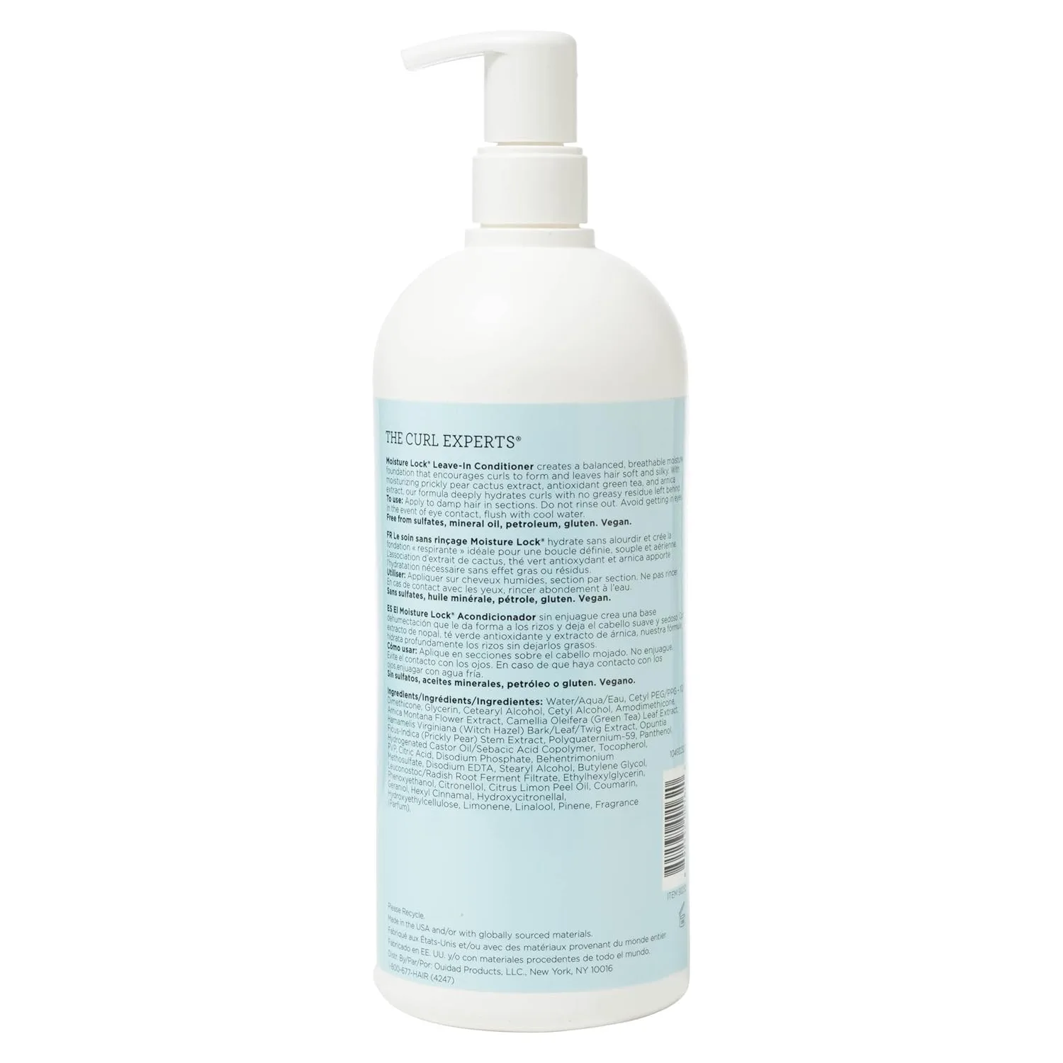 Ouidad Moisture Lock Leave-In Conditioner - 2-в-1 увлажняющий кондиционер и праймер для питания и определения локонов, защищает от пушистости, придает блеск и облегчает расчесывание, без сульфатов, для всех типов кудрей 1000 мл (1 шт.), green — фото 2