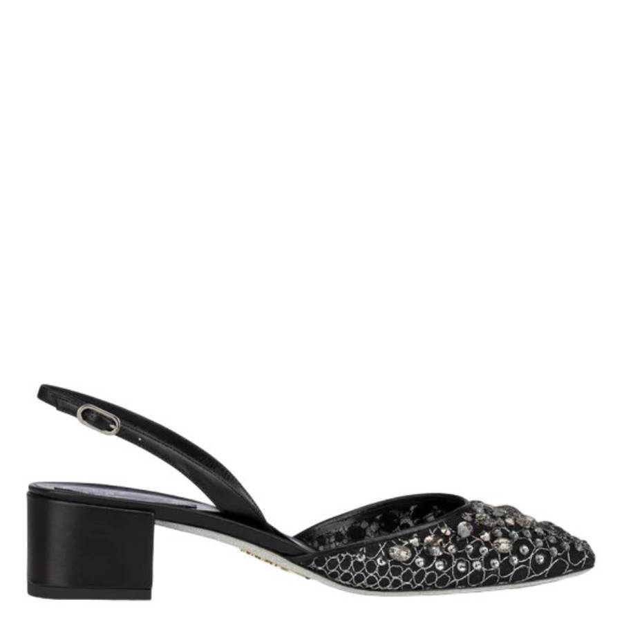 Rene Caovilla Black Cinderella 40 Crystal Slingback Pumps Rene' Caovilla