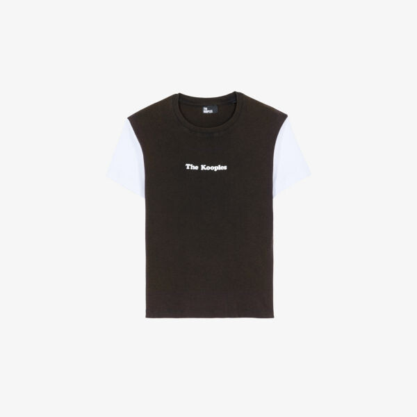 

Футболка из хлопкового джерси с круглым вырезом и фирменным принтом The Kooples, коричневый