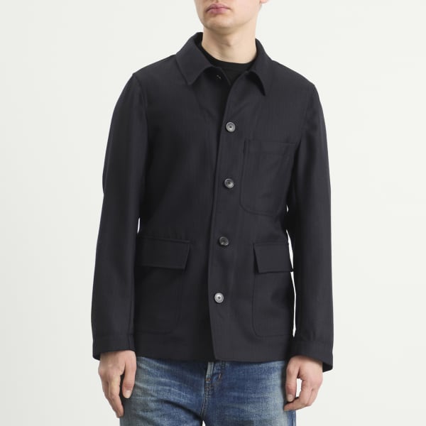 Куртка из камвольной шерсти в тонкую полоску Dries Van Noten, темно-синий — фото 2