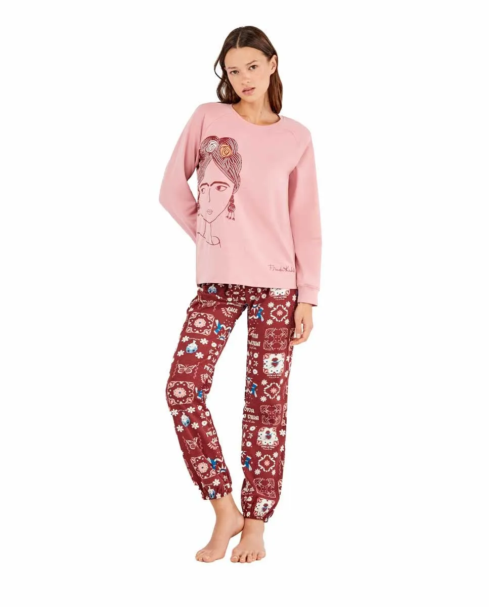 

Женская пижама из ткани с принтом Фриды Кало Gisela, розовый