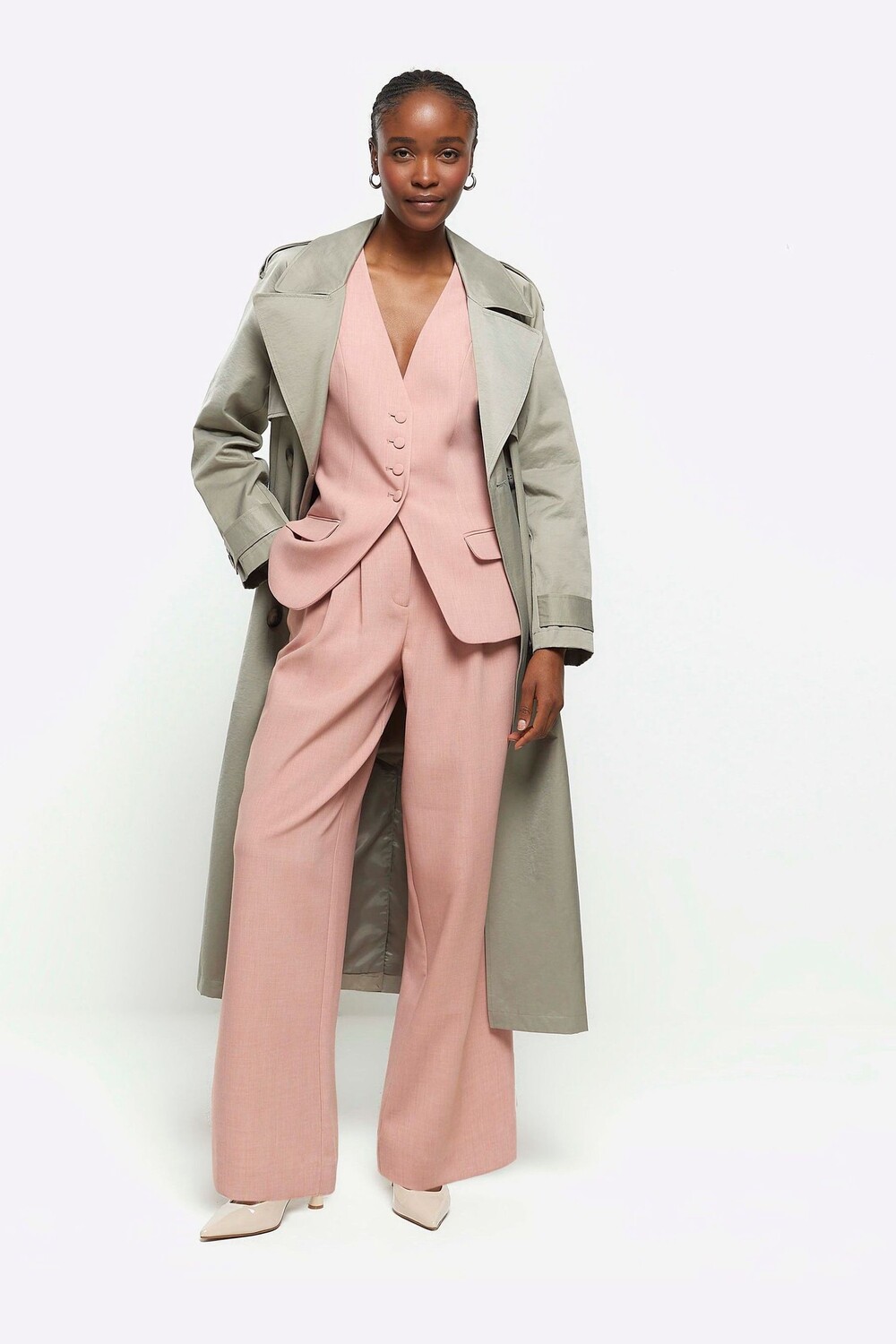 

Широкие брюки с тремя складками River Island, розовый