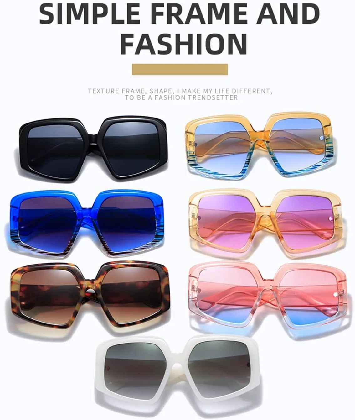 

Солнцезащитные очки для уличной фотографии 2026 года, крупная оправа, для мужчин и женщин, для отдыха на природе и пляже (цвет: G, размер: средний) MTZJH, E