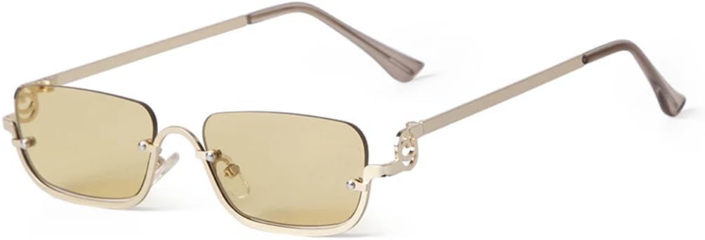 

Модные прямоугольные солнцезащитные очки для женщин, металлическая полуободковая оправа, солнцезащитные очки для путешествий, уличной съемки, очки с защитой от УФ-излучения TKKTLLT, 5