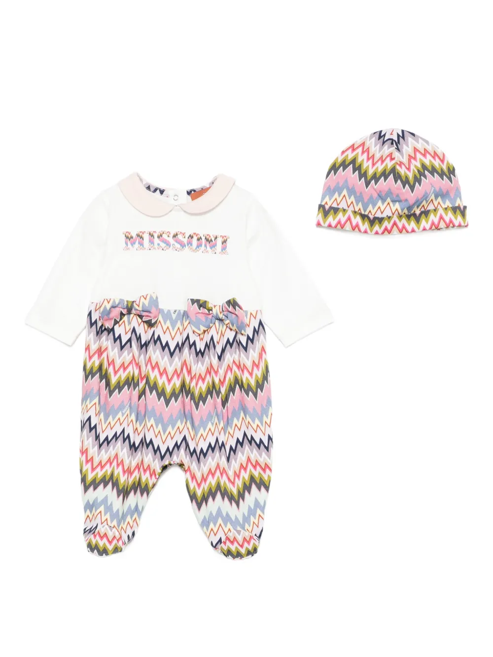 

Комплект из двух ромперов с узором зигзаг Missoni Kids, розовый