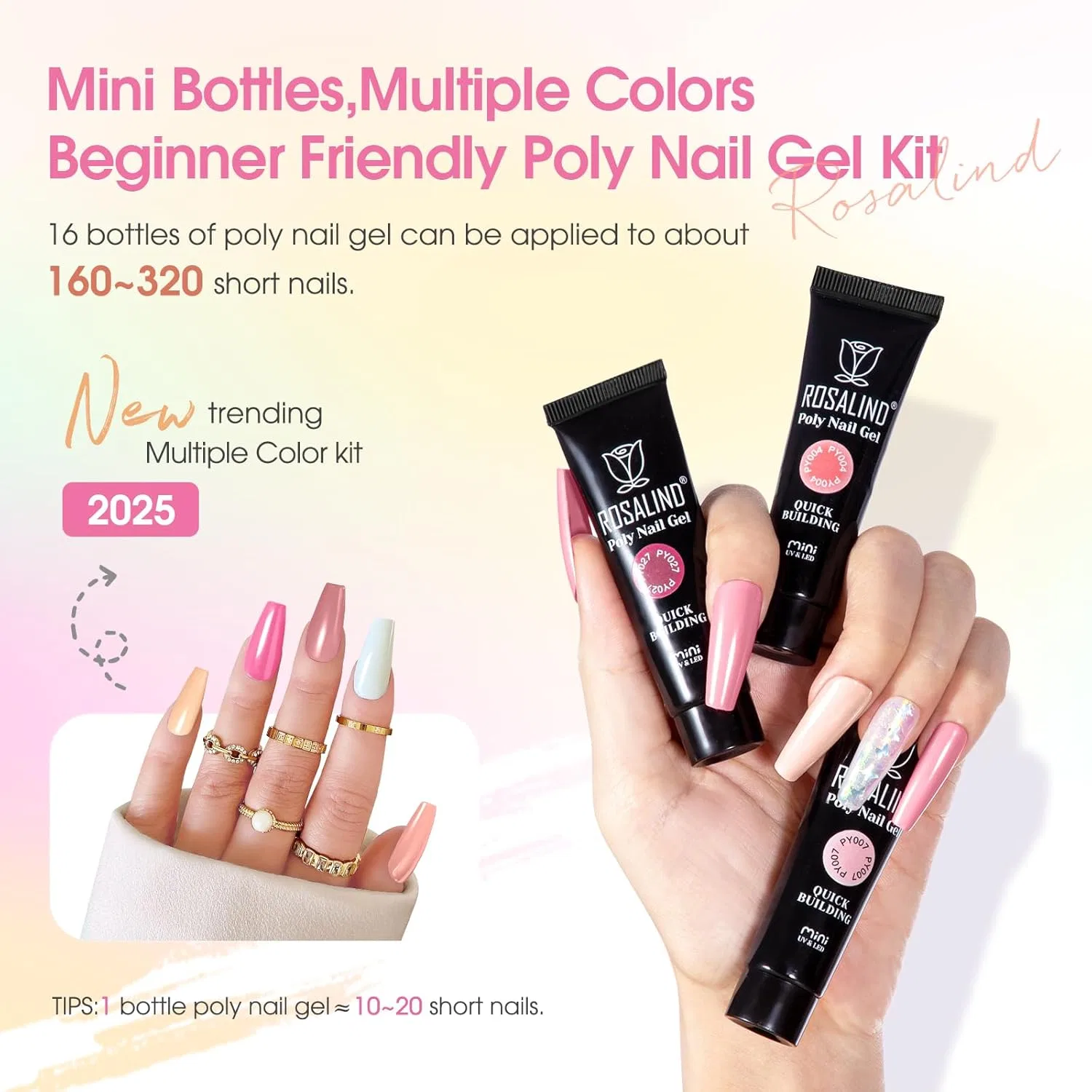 Стартовый набор для наращивания ногтей «Poly Nail Gel» от ROSALIND ‎Rosalind — фото 3