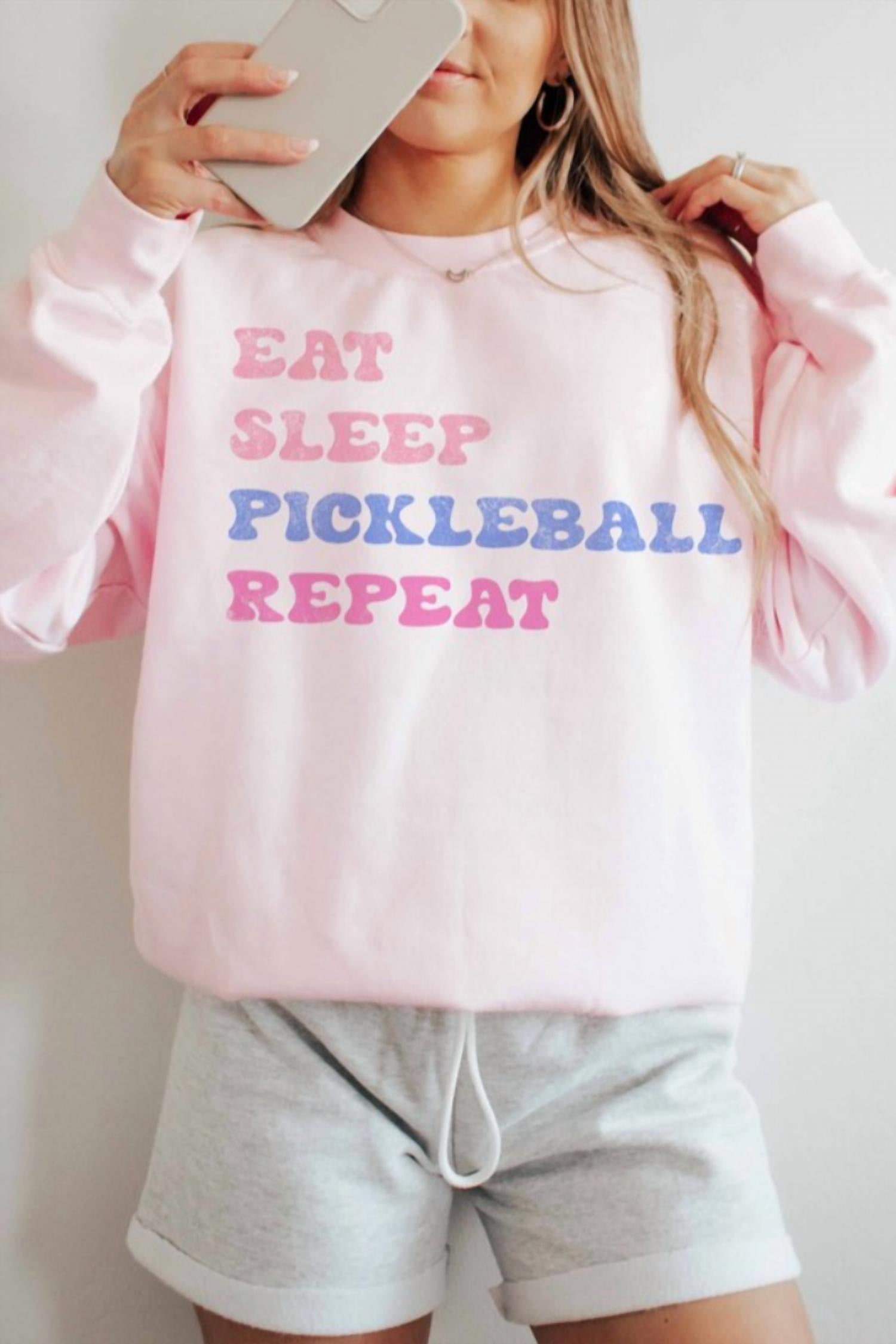

Толстовка Eat Sleep Pickleball розового цвета WKNDER