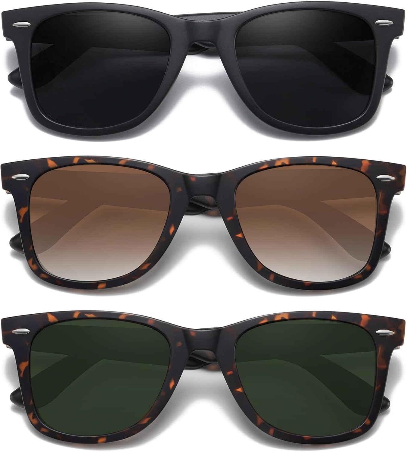 

Солнцезащитные очки MEETSUN Retro с поляризованными линзами для женщин и мужчин, классические зеркальные линзы, стильные очки для вождения, защита от УФ-излучения (3 шт.), (3 Pack) Black/Leopard Brown/Leopard Olive