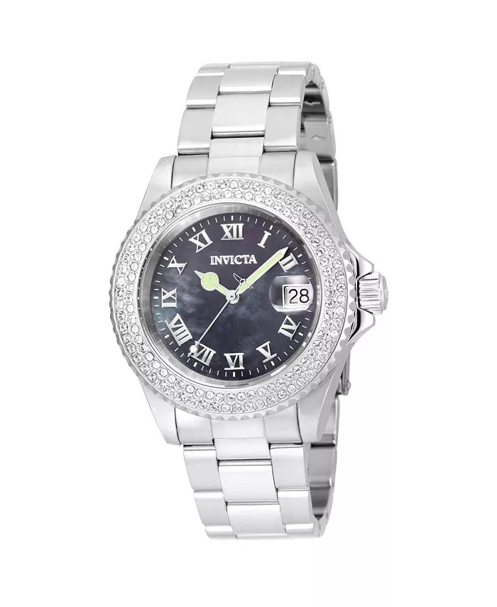 

Женские часы 21711 Angel Quartz с черным циферблатом и тремя стрелками Invicta, синий