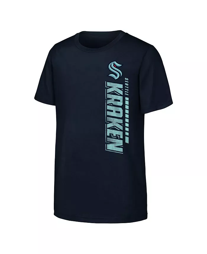 Футболка Seattle Kraken Atmosphere для больших мальчиков и девочек в тёмно-синем цвете Outerstuff — фото 3
