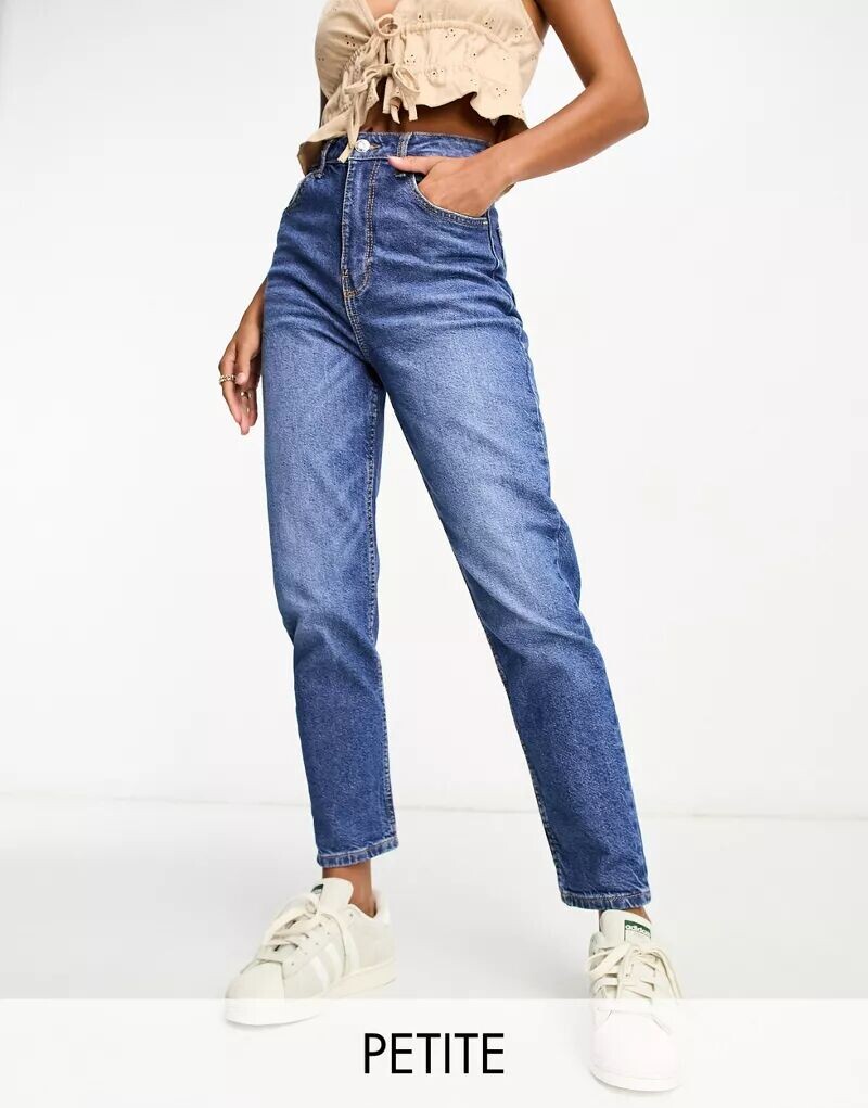 

Синие джинсы свободного кроя Bershka Petite, Синий, Синие джинсы свободного кроя Bershka Petite