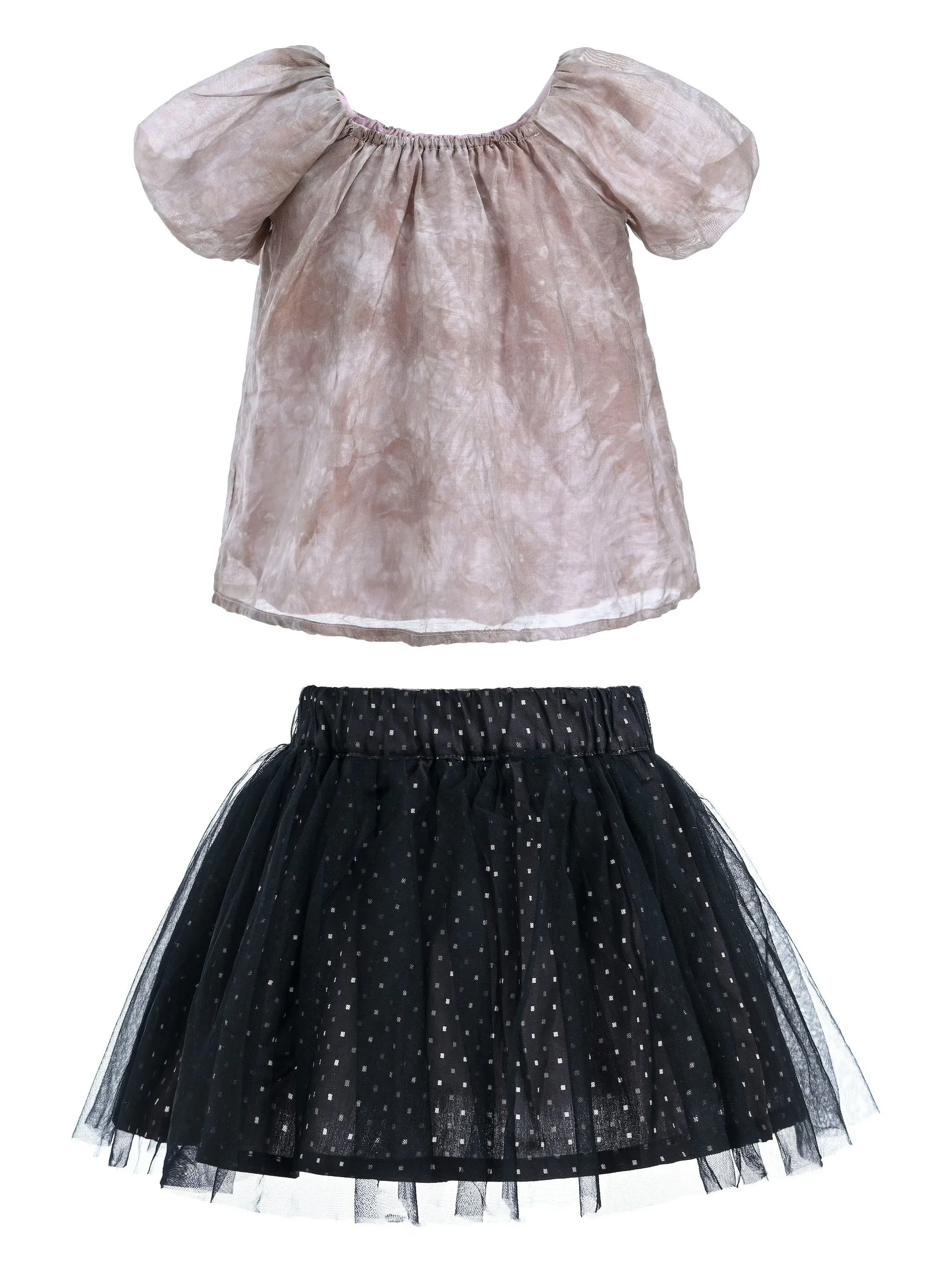 

Комплект из блузки и юбки с цветочным принтом Mimi Tutu, розовый