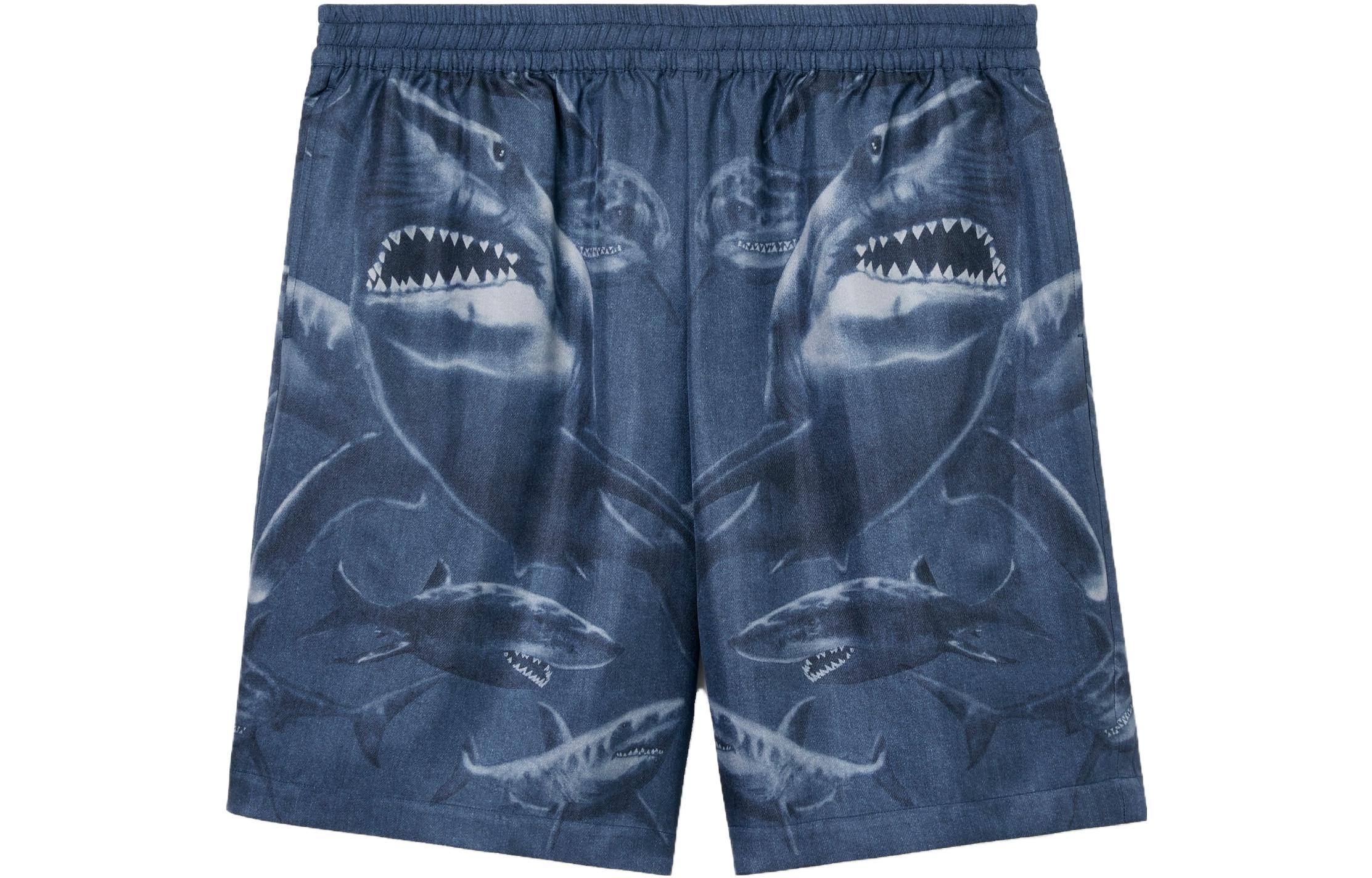 

Бермуды с принтом акулы Burberry, морской синий