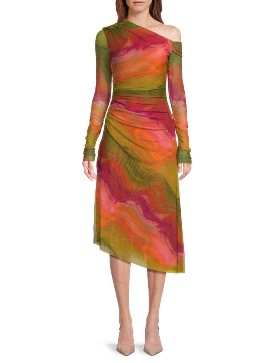 

Платье-миди Drena Watercolor Mesh Amur, цвет Green Multi